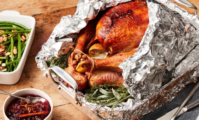 turkey in Oven with Aluminum foil